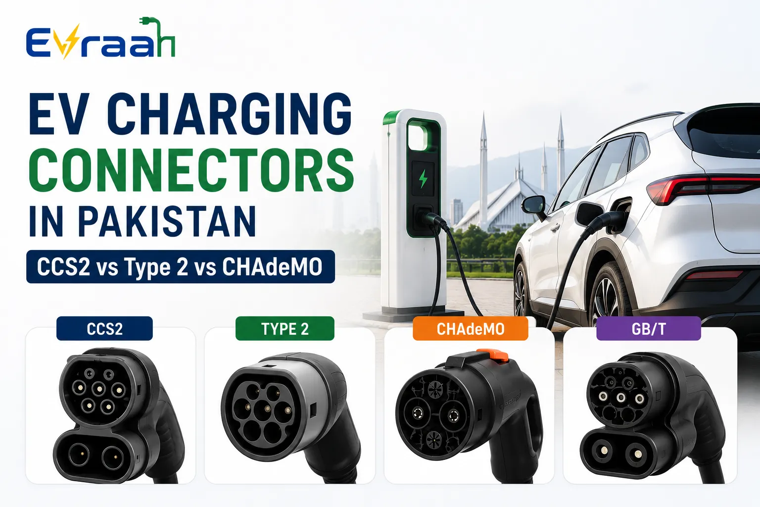 EV Charging Connectors in Pakistan: CCS2 vs Type 2 vs CHAdeMO