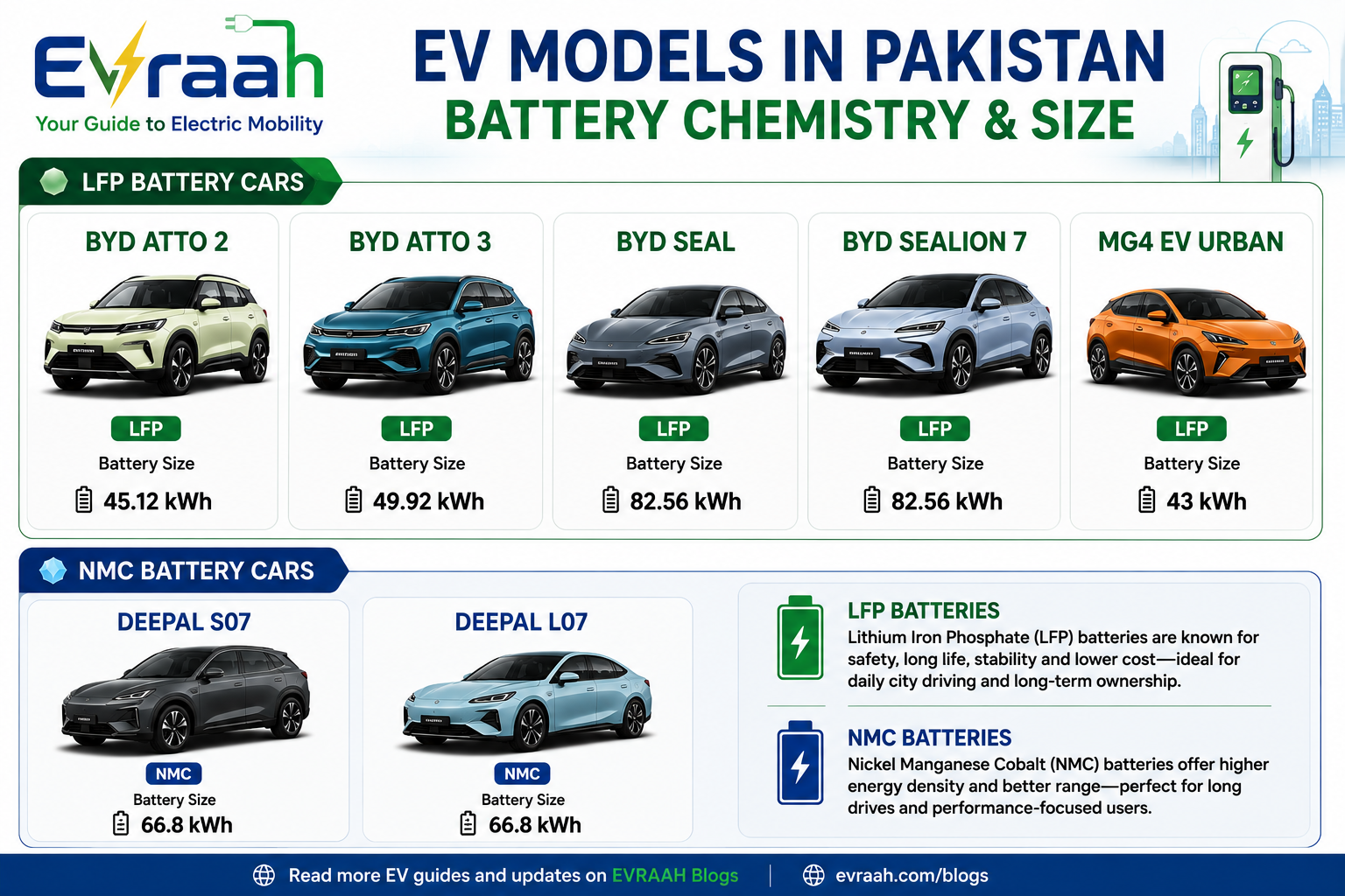 LFP vs NMC batteries used in electric cars currently available in Pakistan